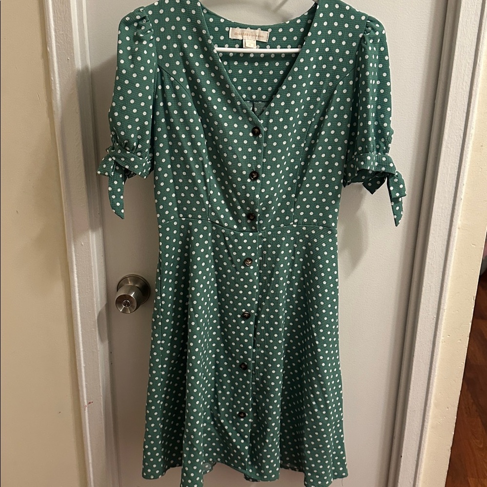 Monteau Green Polka Dot Dress